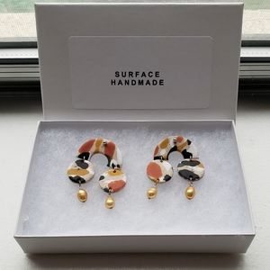 Handmade multicolor painted shape earrings